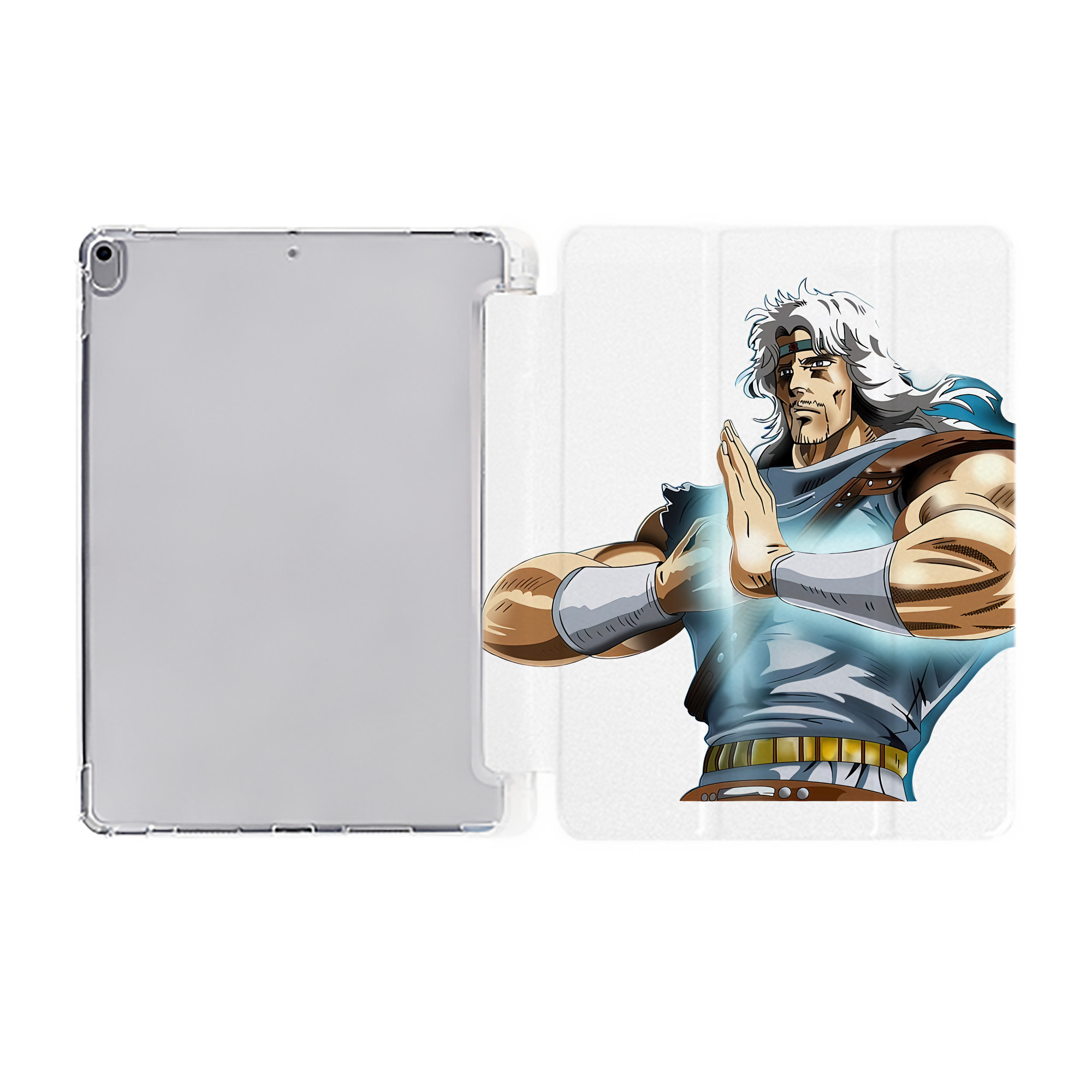 （画像用） 北斗の拳 Fist of the North Star IPad ケース ペン収納付き 三つ折りスタンド PUレザー×シリコン 対応機種9.5/10.5/10.9インチ